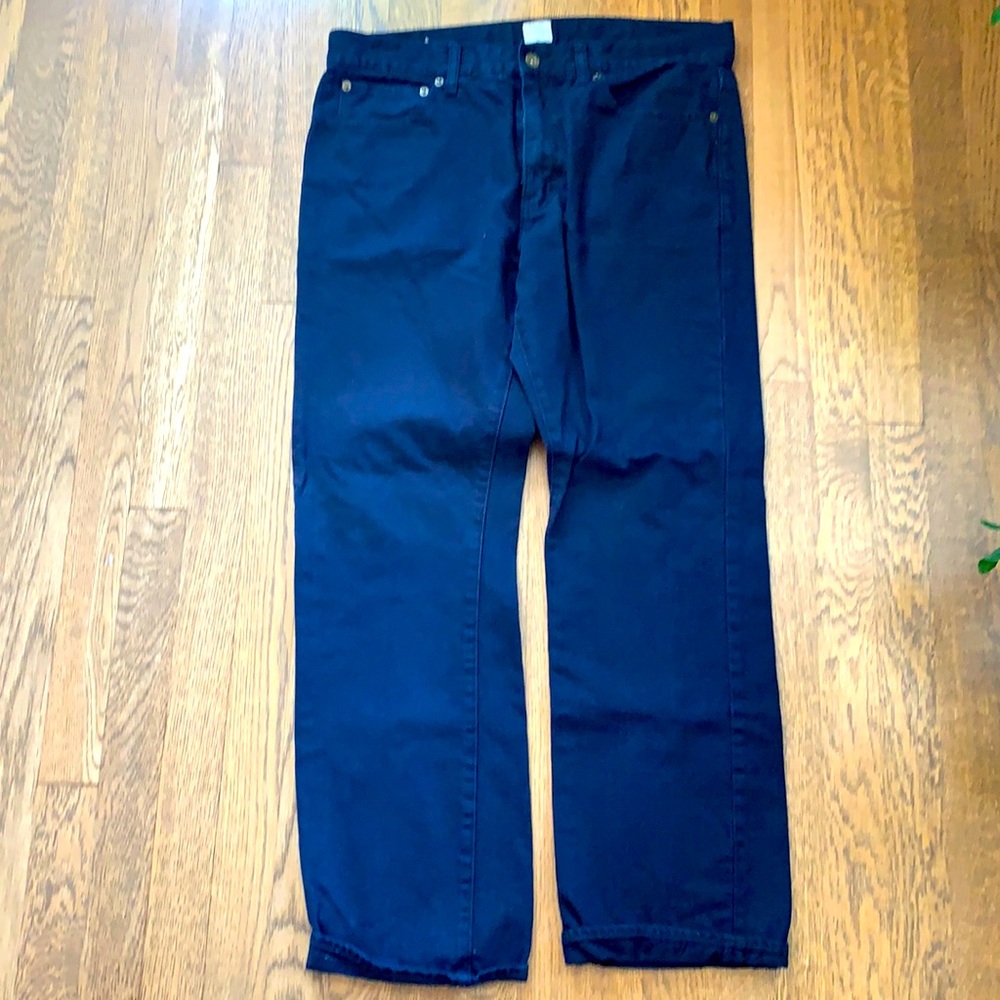 Royal blue men’s j crew style vintage slim straight denim.